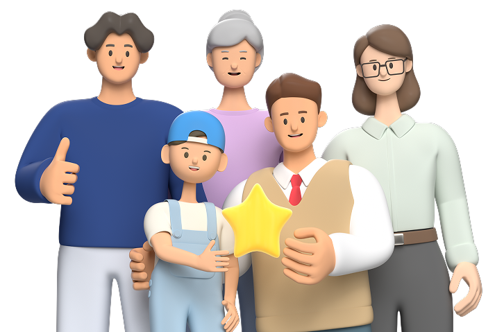 기부금 사용처 안내 - 가족 캐릭터